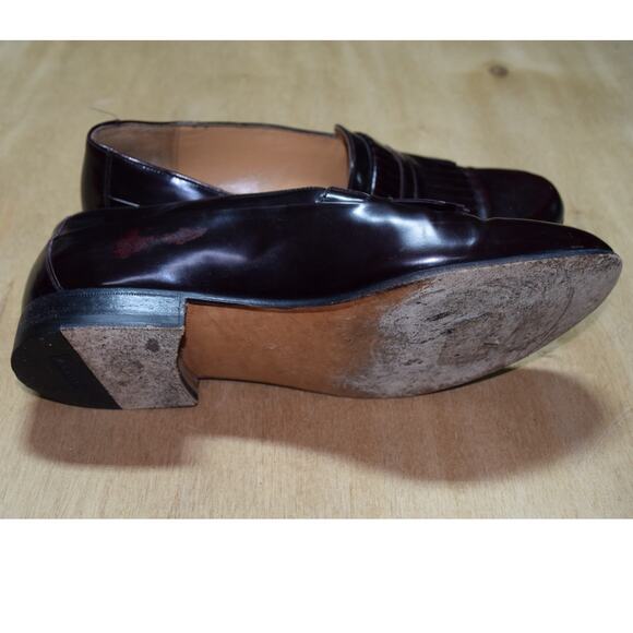 Bally Burgundy Leather Fringe Loafers Size 9 EEE main image 4
